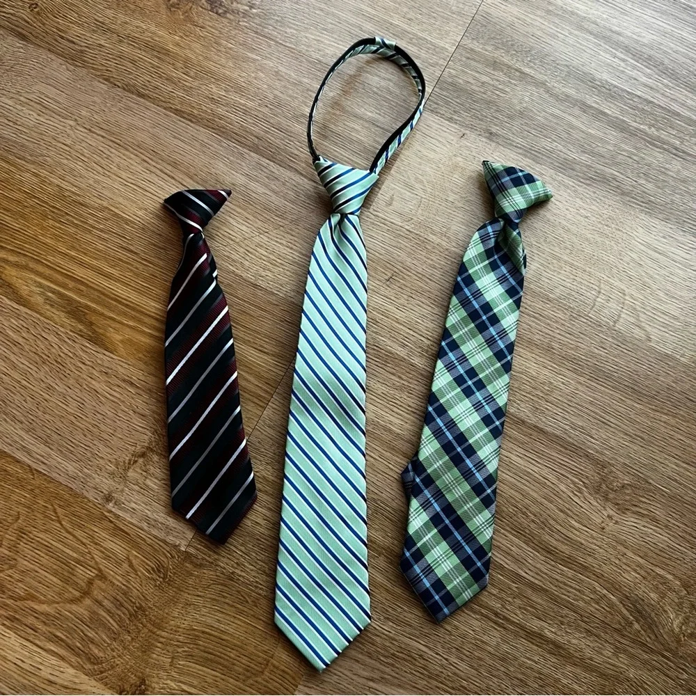 (Bundle of 3) Youth Boys Ties Necktie and Clip On Ties